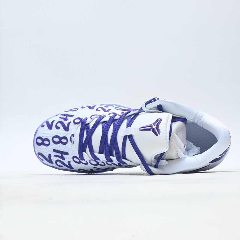 Nike Kobe VIII Protro White Purple Number-Print Athletic Shoes - Picture 7 of 9